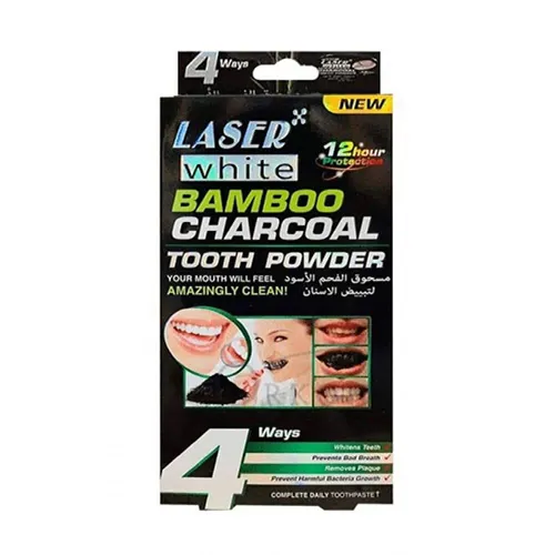 Laser White Teeth Whitening Powder With Black Charcoal , 20 gm