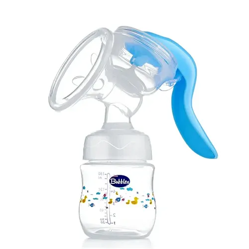 Manual Breast Pump with Bottle, Light Blue from Bubbles
