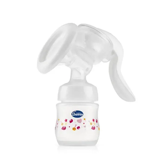 Manual Breast Pump with Bottle, White from Bubbles