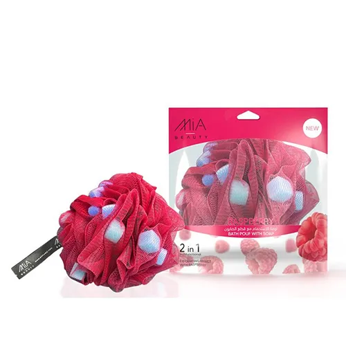 Mia Beauty Bath Pouf with Paris Rose Soap Pieces, 120g
