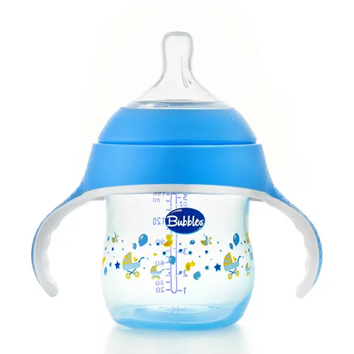 Natural Baby Feeding Bottle With Handle from Bubbles, Blue, 150 ml