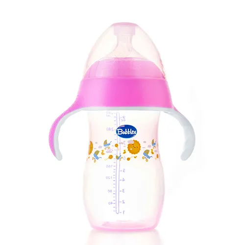 Natural Baby Feeding Bottle With Handle from Bubbles, Rose, 280 ml