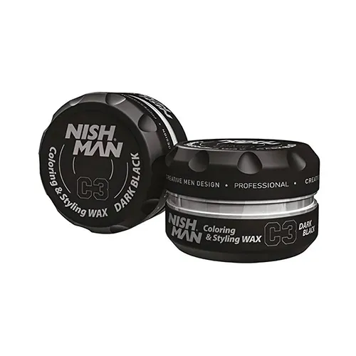 NishMan Hair Coloring Wax Dark Black (C3) for Men , 100 ml