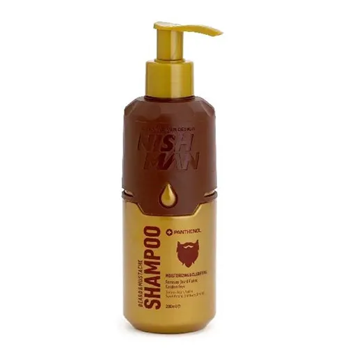 NishMan Shampoo Beard and Mustache Cleansing & Care for Men , 200 ml