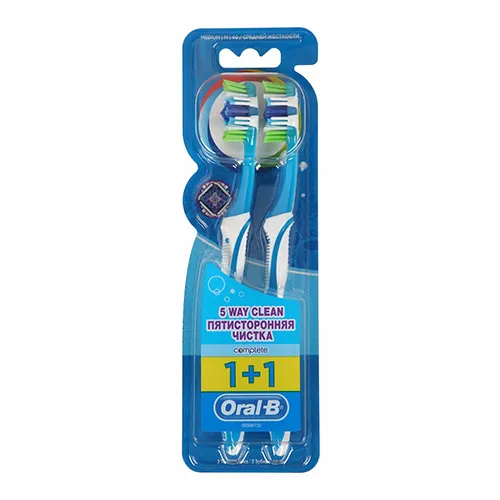 Oral-B Toothbrush Medium Shaped Bristle for Effective Cleaning , 1+1