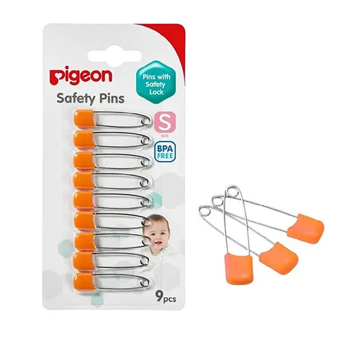 Pigeon High Safety Pins for Baby Clothes, Size S, 9 Pieces