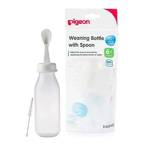 Pigeon Weaning Bottle With Spoon For Babies From 6+ Months, 240ml