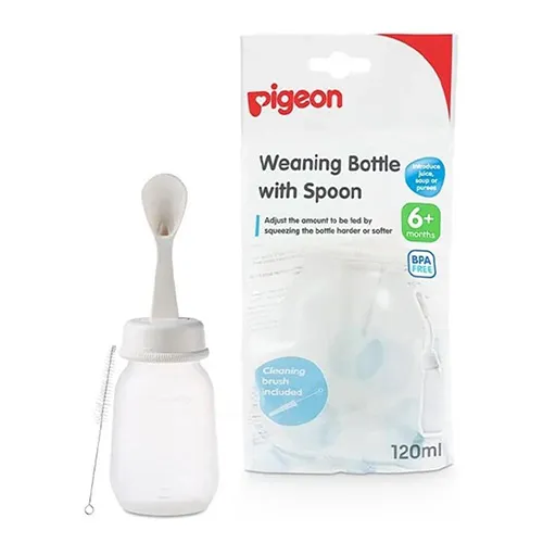 Pigeon Weaning Bottle with Spoon 120ml For Babies, From 6M+, 1pc