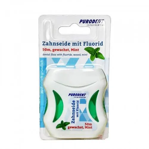 Puredent Waxed Dental Floss with Mint, 50m
