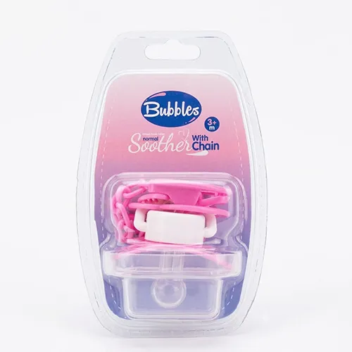 Soother Pacifier with Chain Star Shaped for 3 Months from Bubbles, Pink