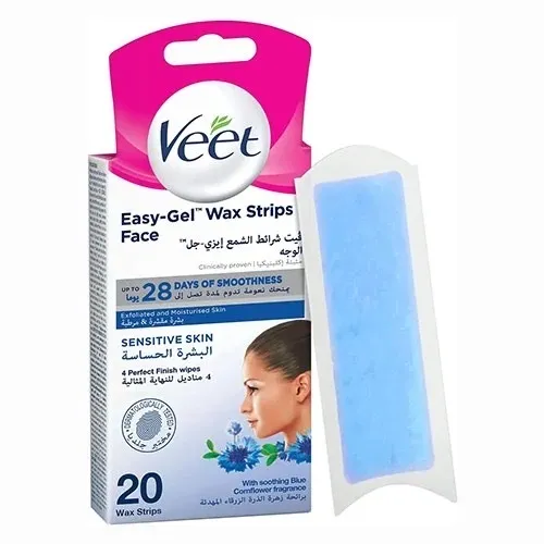 Veet Hair Remover Wax Strips for Face Sensitive Skin , 20 Strips